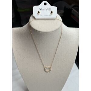 What’s Hot Necklace Earring Set Round Crystal Gold Tone Bead Earrings New​